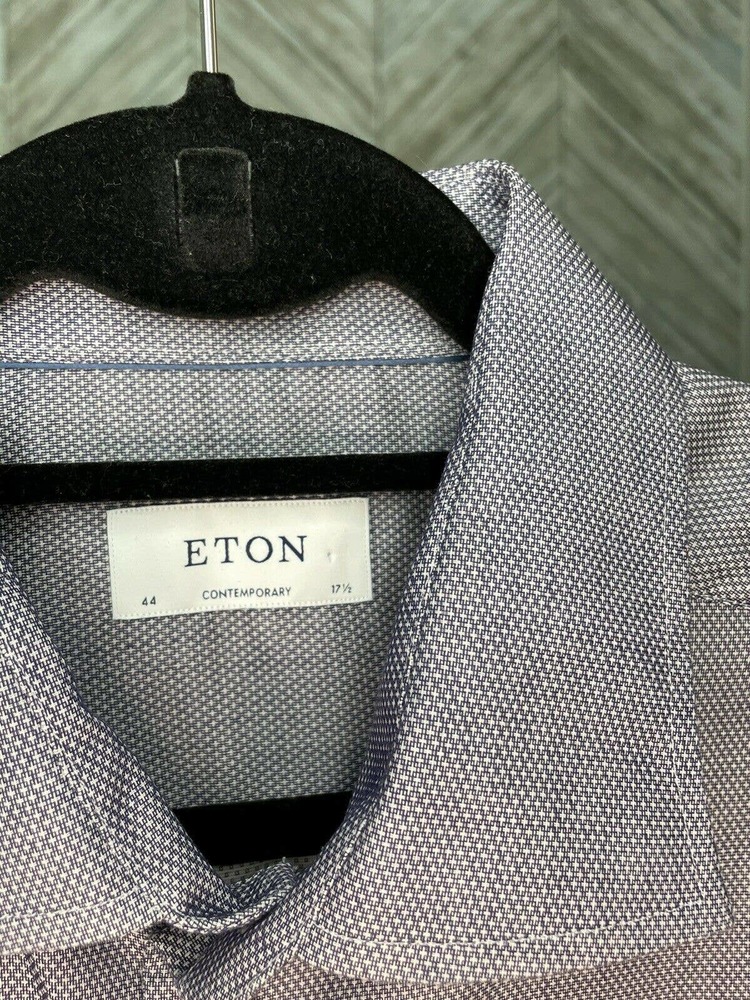 ETON Contemporary Dress Shirt Blue White 17.5 Made in Europe Romania 44 - Picture 4 of 6